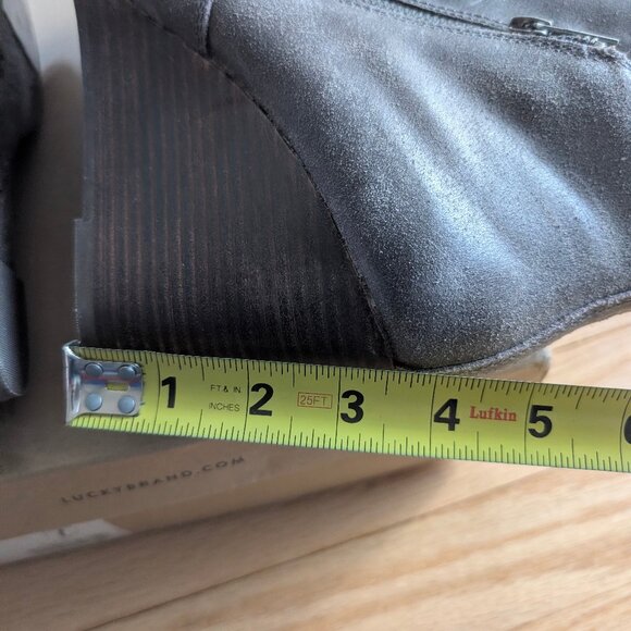 NEW Lucky Brand Yesterr Wedge Heel Booties Leather Women's 11 Ankle Boot gray - Picture 11 of 13
